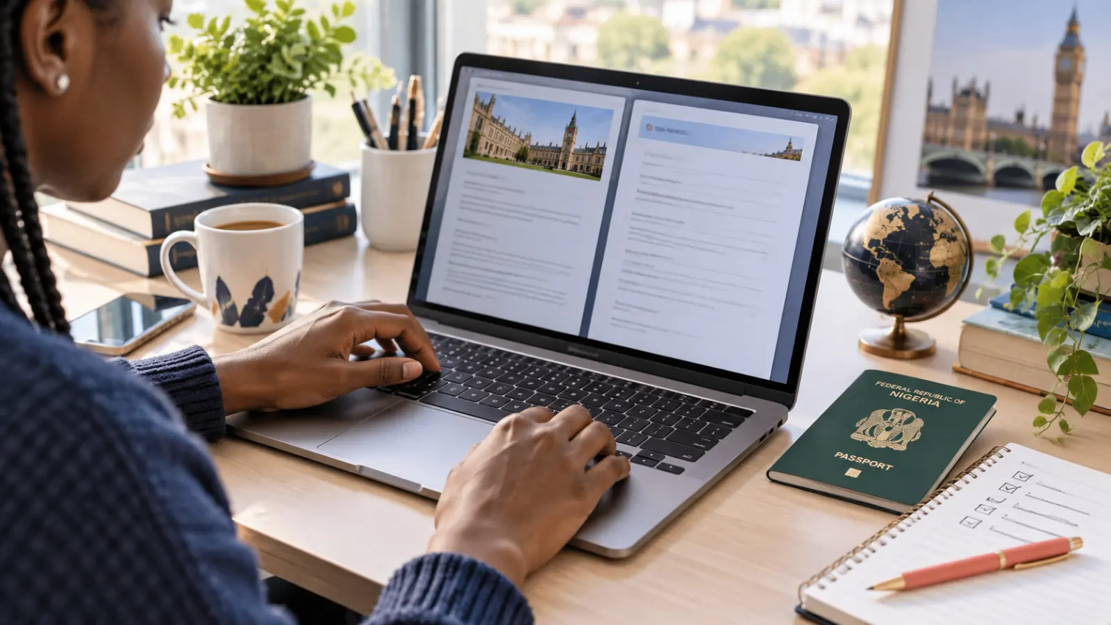 Checking CAS details before applying for a UK Student visa from Nigeria.